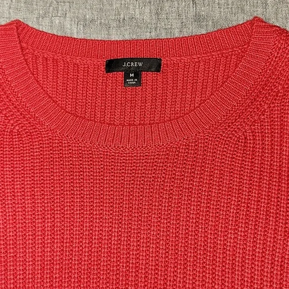 EUC J. Crew Cotton Cashmere Red Sweater Medium - Picture 2 of 5